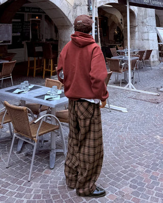 Big check wide pants