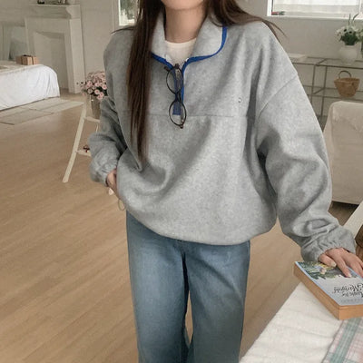 Fleece half-zip collared sweatshirt