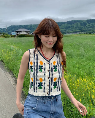 Flower Crochet Knit Vest