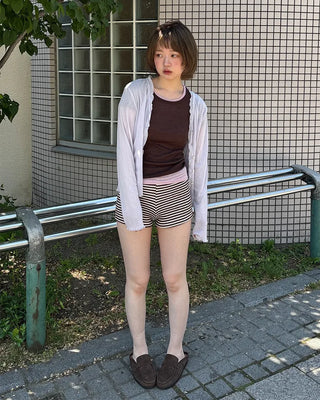 Striped knit shorts
