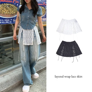 Layered lace wrap skirt