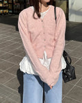 Simple cropped V-neck cardigan