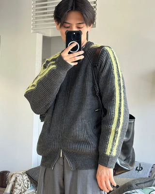 Sleeve Line Double Zip Knit