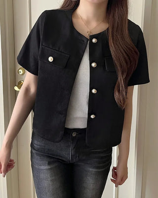 Collarless half-sleeve jacket