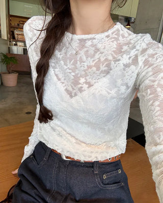 Flower sheer T-shirt