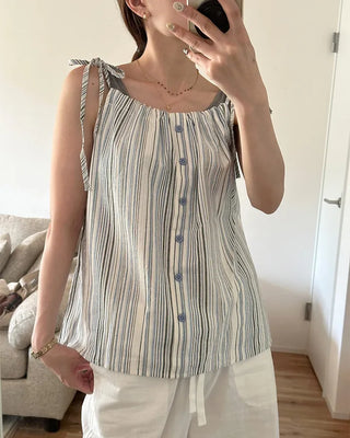 Striped button blouse