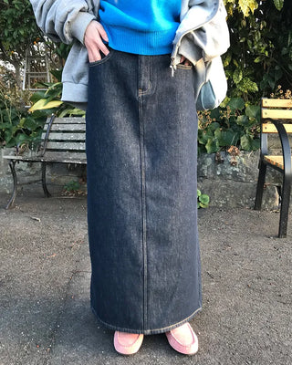 Long denim skirt