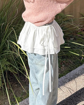 Frilled layered wrap skirt