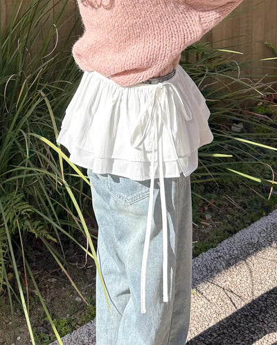 Frilled layered wrap skirt