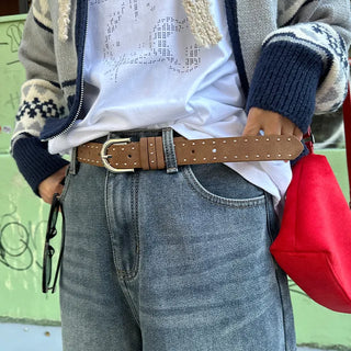 Suede stud belt