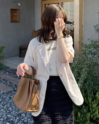 Linen Overfit Short-Sleeve Jacket
