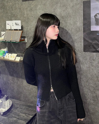 Rib knit cardigan