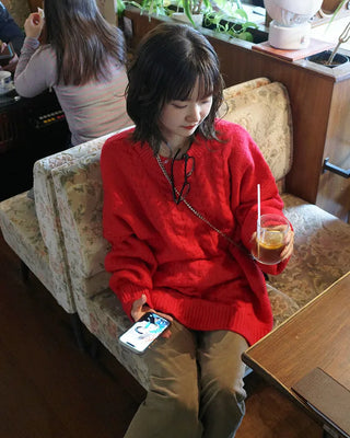 Oversized Cable Knit Long Sweater