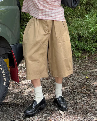 Pintuck Cotton Bermuda Shorts