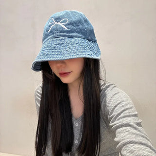 Ribbon Stitch Denim Cap