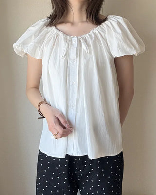 Shirred puff blouse
