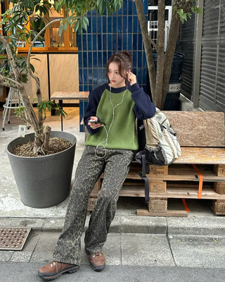 Leopard print cotton pants