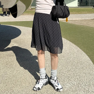 Checked midi skirt