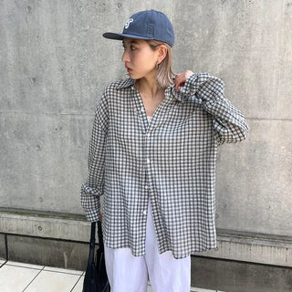 Unisex seersucker check shirt