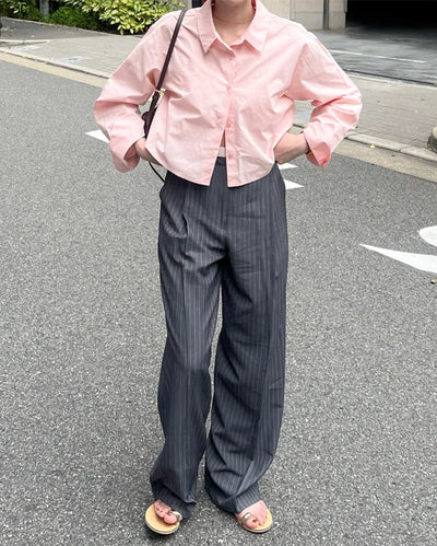 Straight-fit striped West Point slacks