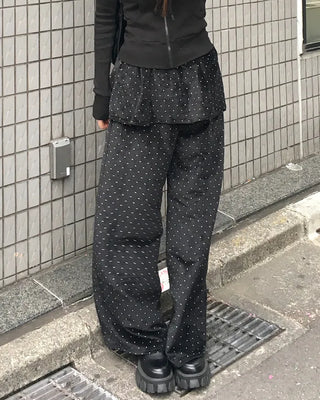 Polka dot flared pants skirt