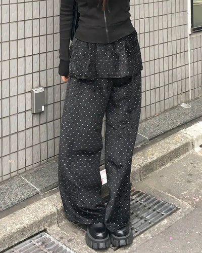 Polka dot flared pants skirt