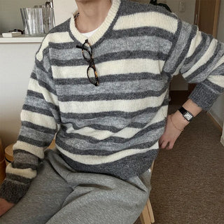 Striped Round Knit Sweater