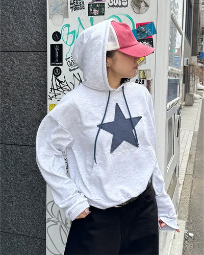 Loose-fit star hooded parka