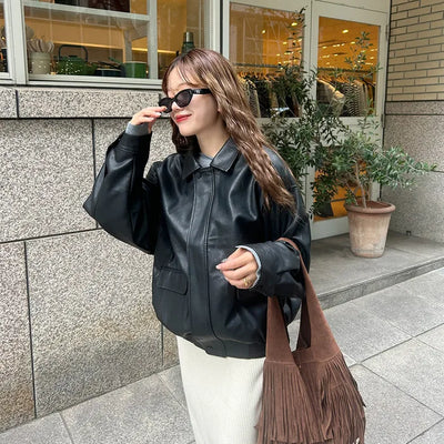 Colored leather jacket