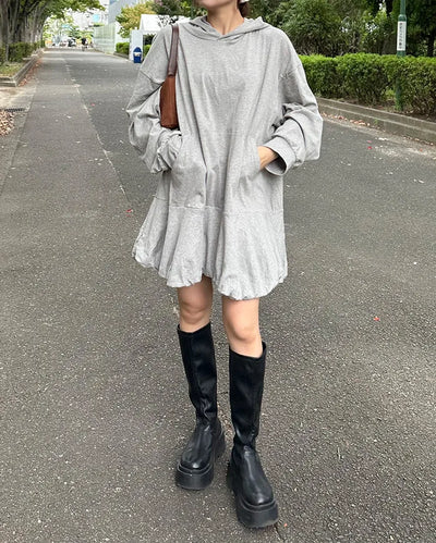 Peplum hoodie dress