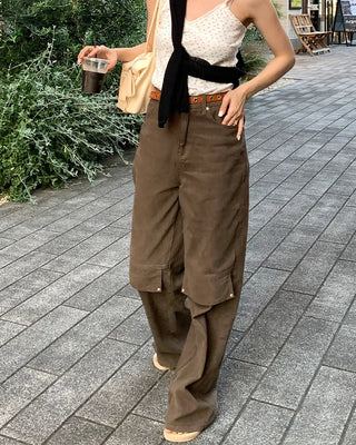 Cargo wide cotton pants