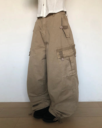 Multi-pocket wide cargo pants