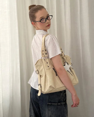 Zip Detail Motor Boston Bag