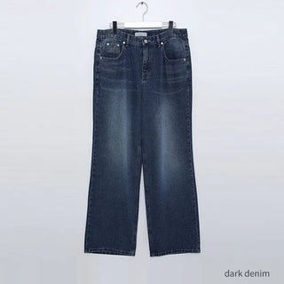 Washed wide denim pants