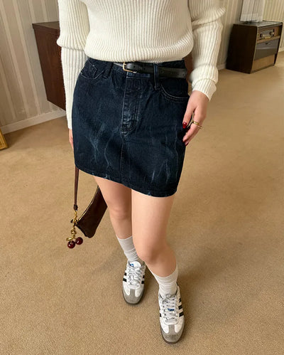 denim mini skirt