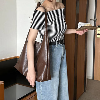 Faux leather tote bag