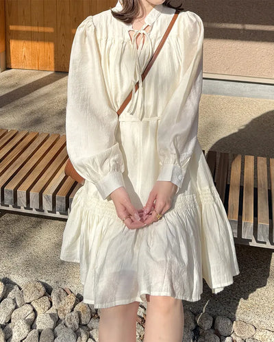 Frill String Point Shirring Dress