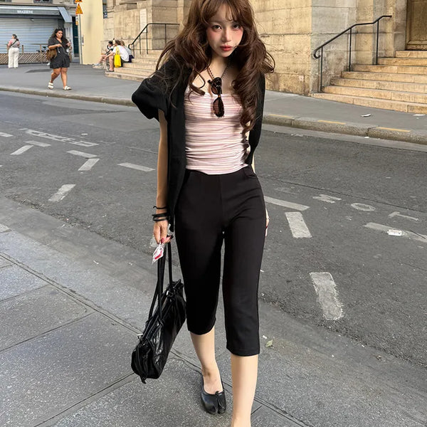 Slit Slim Capri Pants
