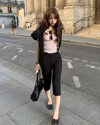 Slit Slim Capri Pants