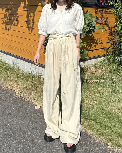 Scarf-layered pants