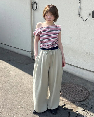 Waistband String Pintuck Sweatpants