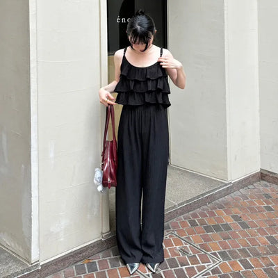 Can-can sleeveless pants set