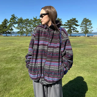 (Unisex) Ethnic Pattern Fleece Hoodie