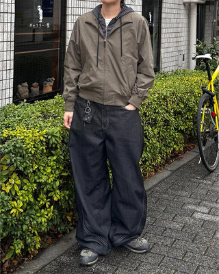 (Unisex) Color-block balloon denim pants