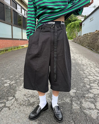 Belted Pintuck Bermuda Pants