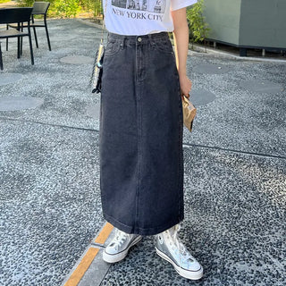 Denim long skirt