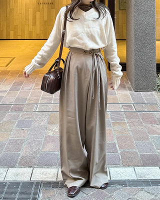 Wrap-around two-button slacks