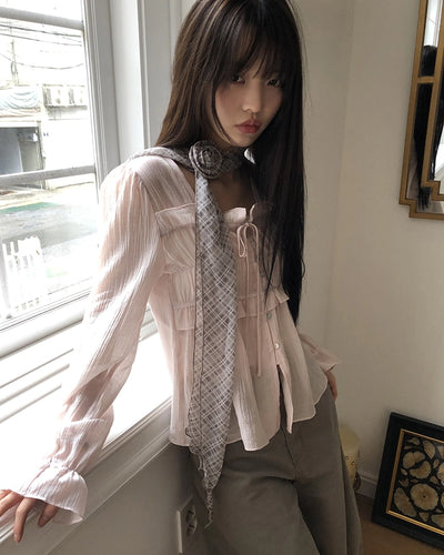 Shirred ruffle blouse