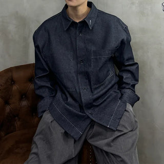Non-washed denim shirt jacket