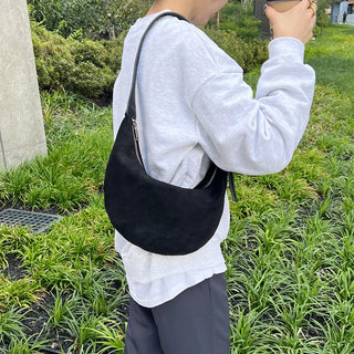 Suede Round Shoulder Bag